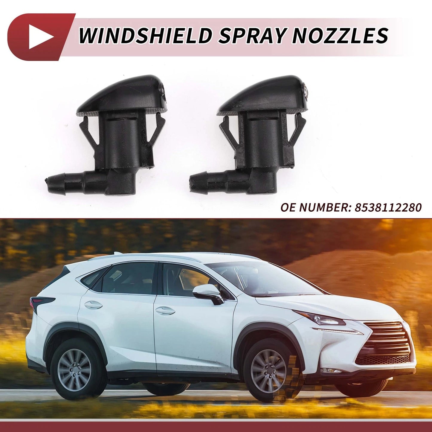 Front Windshield Washer Nozzle 2 x for Toyota Corolla (2005-2008)
