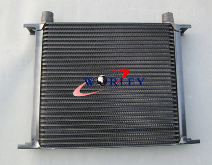 30 Row Alloy Engine Transmission Oil Cooler + 7" Electric Fan for Universal
