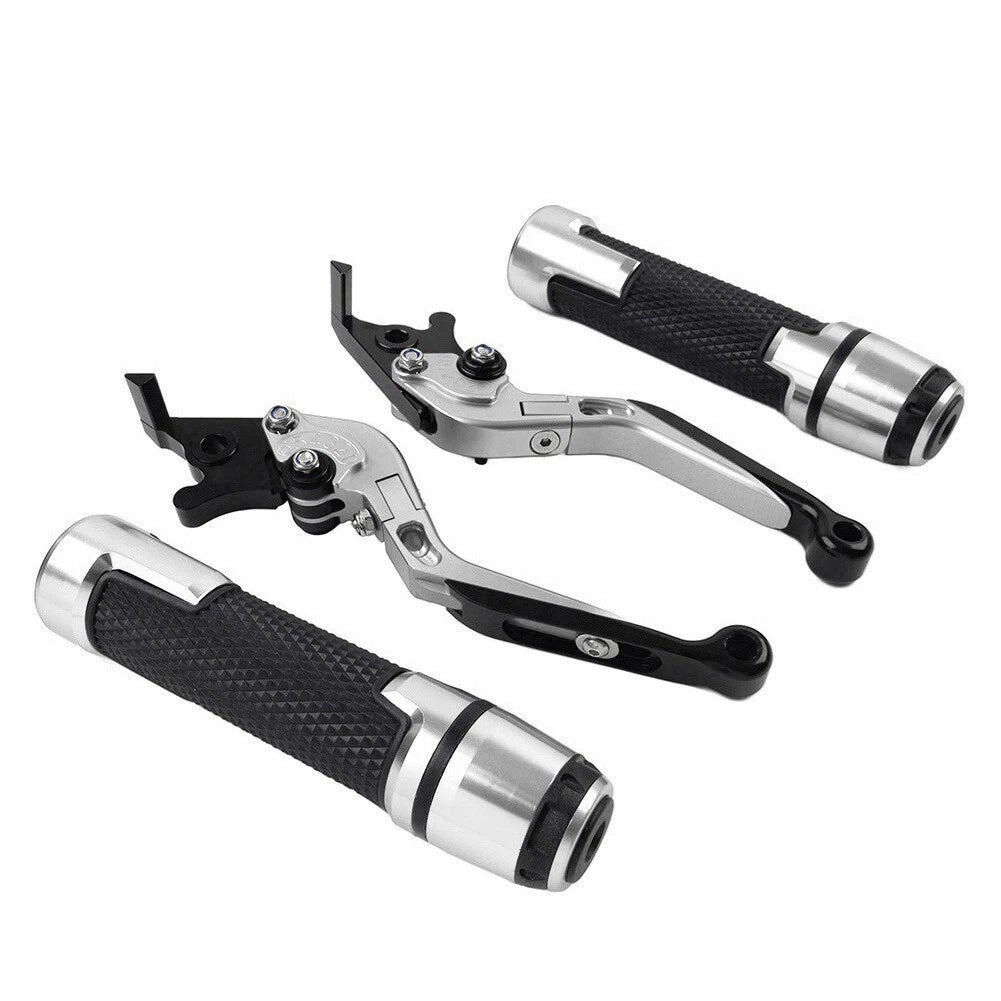 Silver Extendable Brake Clutch Levers Grip Set for Kawasaki ZX10R (2016-2023)