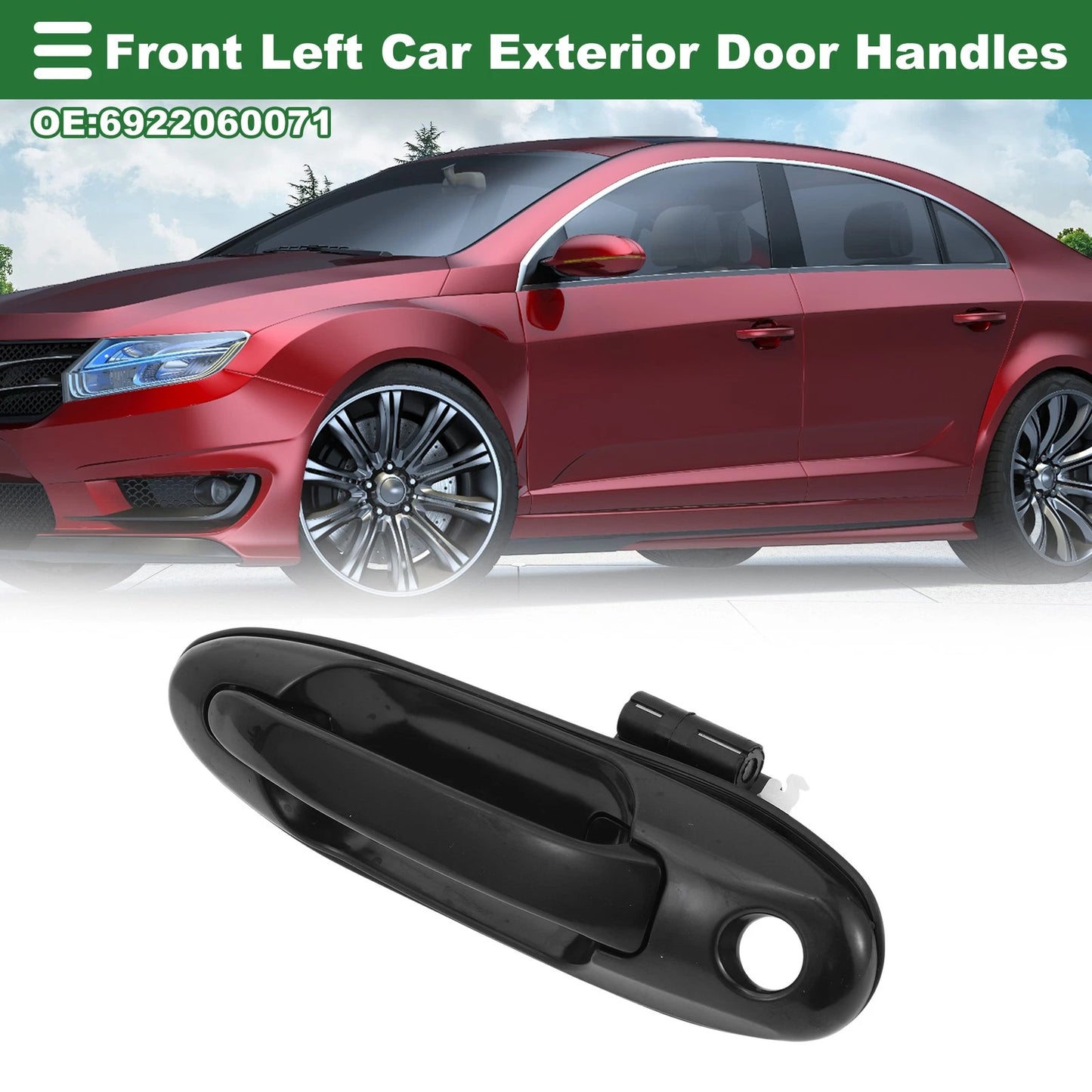 Black Front Left Exterior Door Handle for Toyota Land Cruiser (2008-2021)