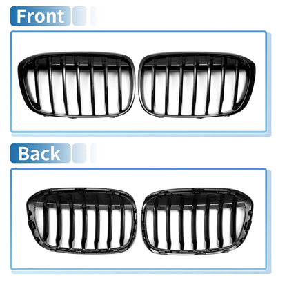 Front Upper Bumper Grille Grill for BMW X1 F48 2016-2022 Gloss Black