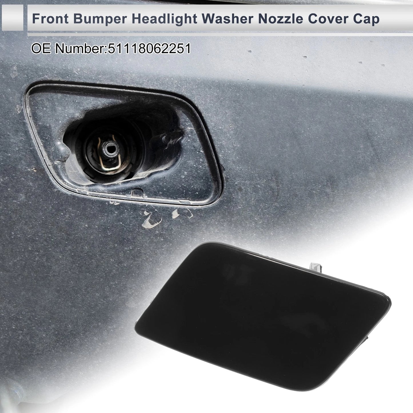 Front Left Washer Nozzle Cover for BMW 335i GT xDrive Black