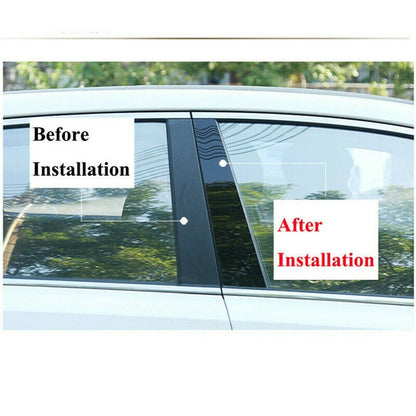 6Pcs Black Door Window Pillar Posts Cover Trim for Honda Fit Jazz (2014-2019)