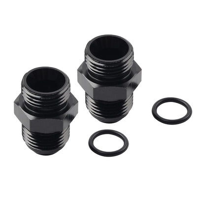 2 x Black Aluminum AN10 Flare to 6AN ORB Male Fitting Adapter for Universal
