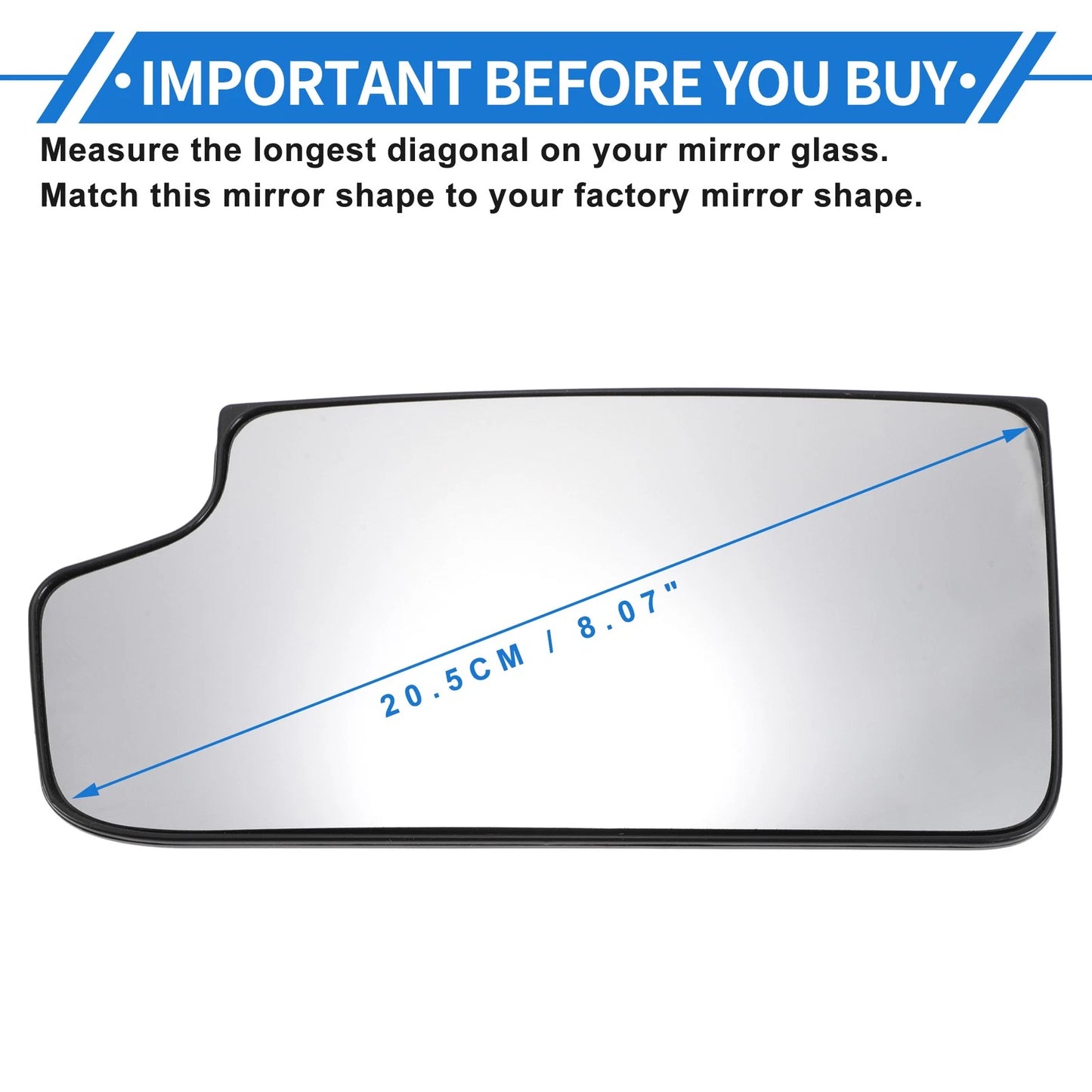 Heated Left Driver Side Lower Part Mirror Glass Replacement for GMC Sierra 1500