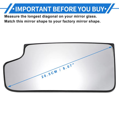 Heated Left Driver Side Lower Part Mirror Glass Replacement for GMC Sierra 1500