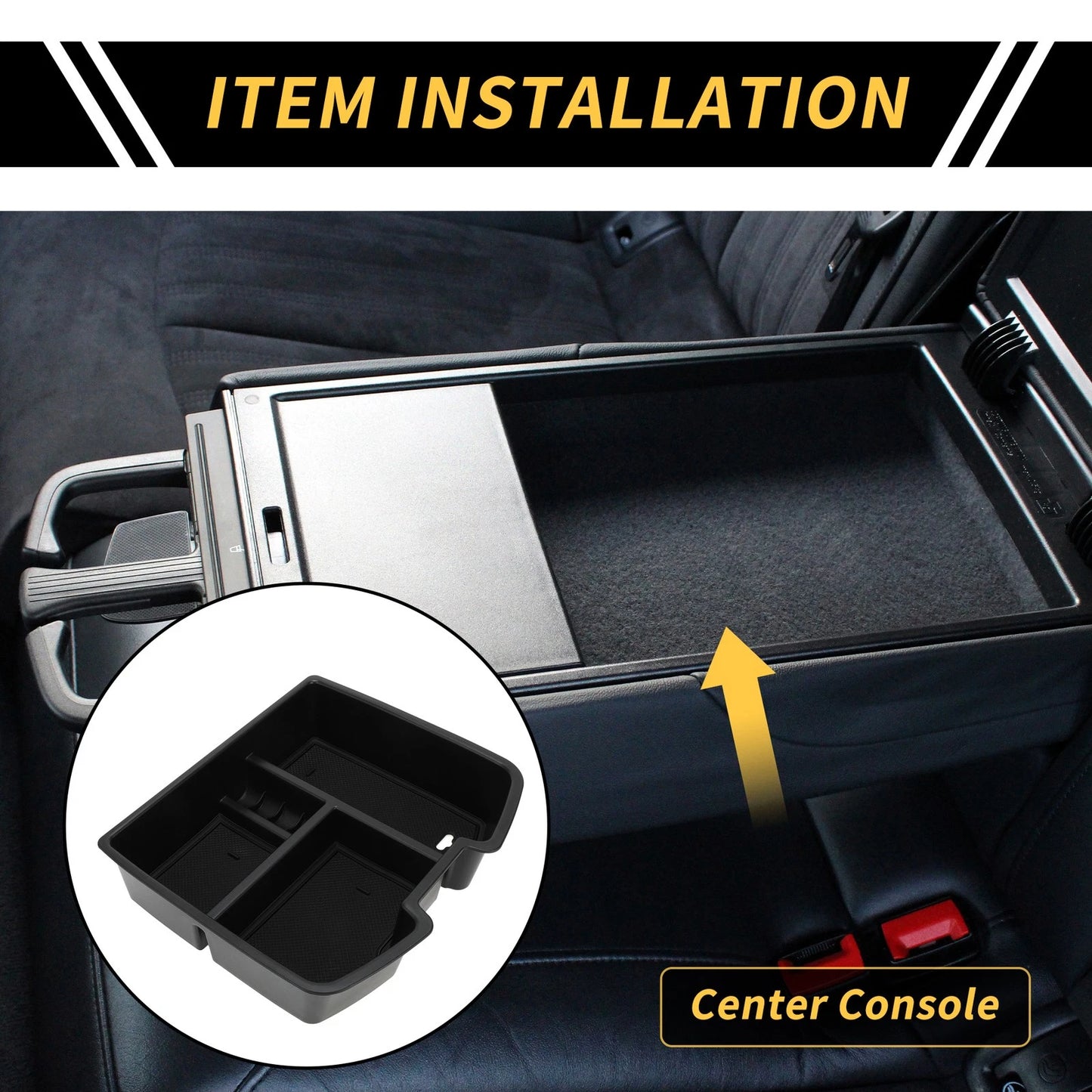 Center Console Organizer Tray for Chevy Silverado 1500 Black