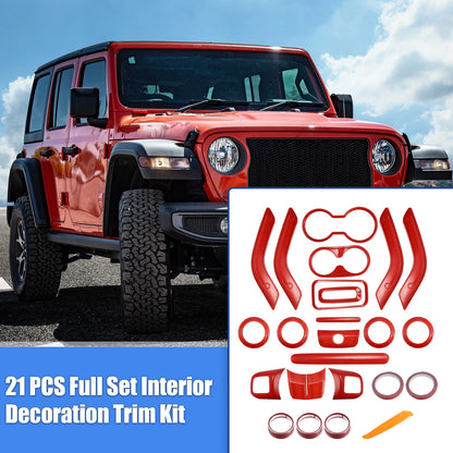 21pcs Interior Trim Kit for Jeep Wrangler JK (2011-2018) Red