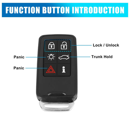 Keyless Remote Key Fob Shell Case for Volvo Black 6 Button