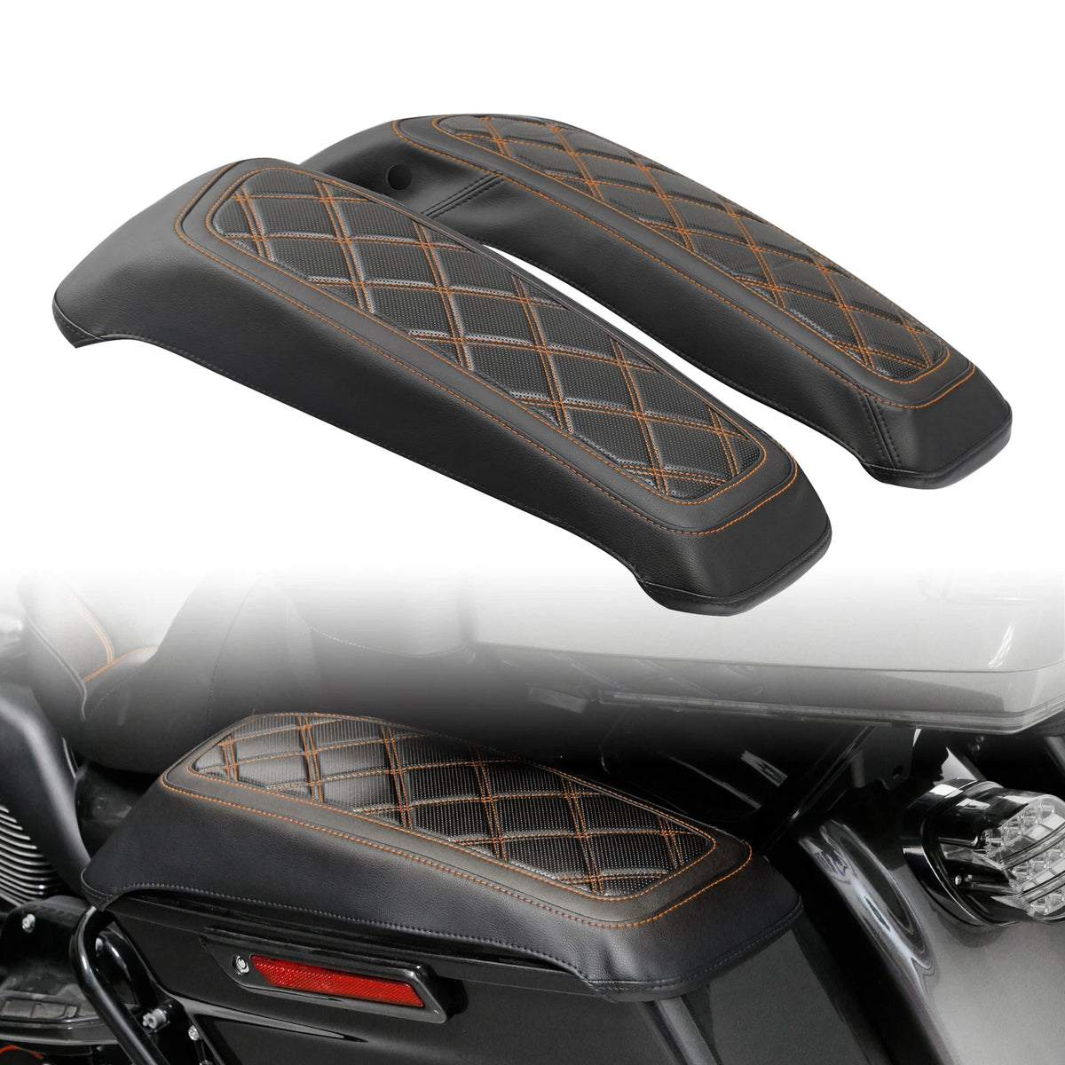 Black Saddlebag Lid Covers for Harley Touring Road King Street Glide (14-23)