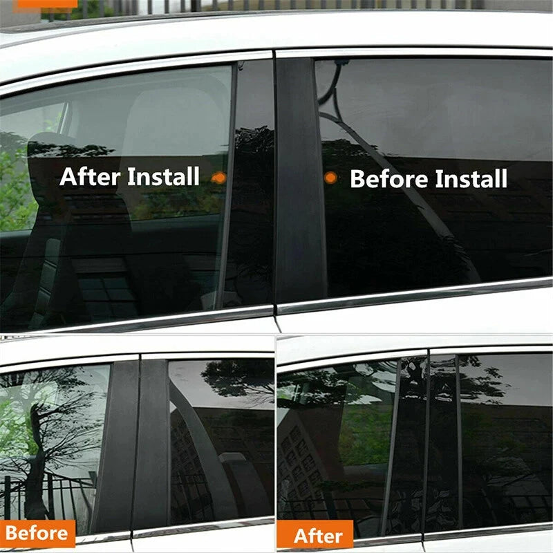 Black Pillar Posts Door Trim Cover Kit 6 x Pieces for 2016-2021 Chevrolet Malibu
