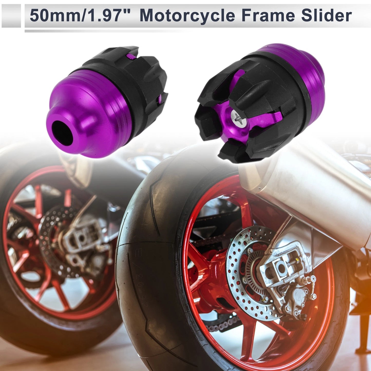 14mm Aluminum Alloy Plastic Motorcycle Slider Frame 2 Pcs Purple