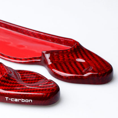 2 x Red Carbon Fiber Shift Paddle Extensions for Jaguar XF XJ XE XFL (2016-2023)