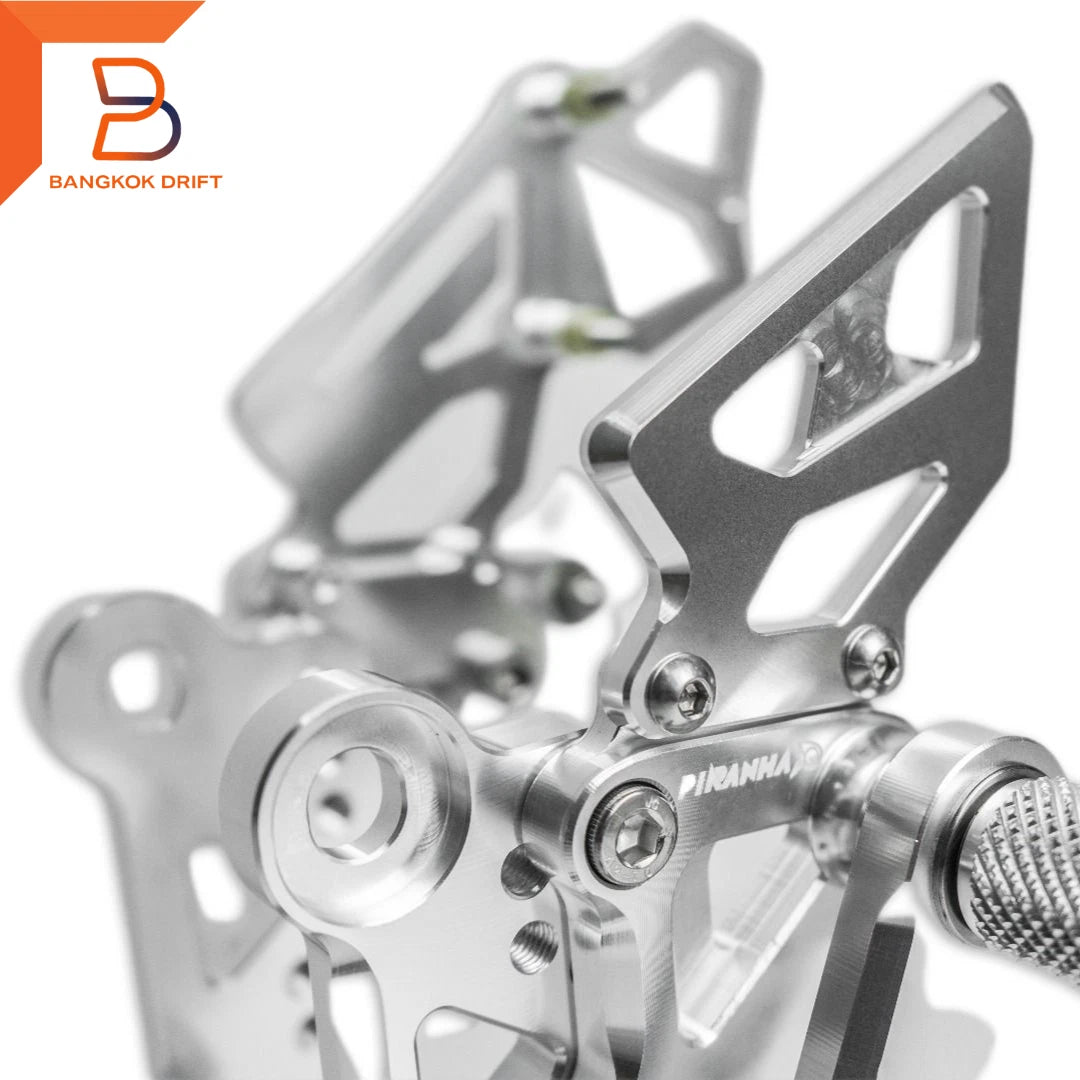 Silver Adjustable Rear Footpegs for Honda Monkey 125, Grom MSX125 (2018-2023)