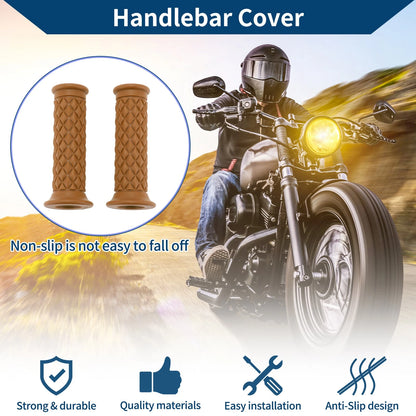 7/8" 22mm Hand Grip Cover for Motorcycle Handlebar Grips Rubber Light Brown