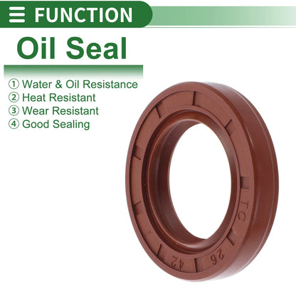 Oil Seal 26x42x7mm Rotary Shaft Seal FKM Brown 5 Pcs