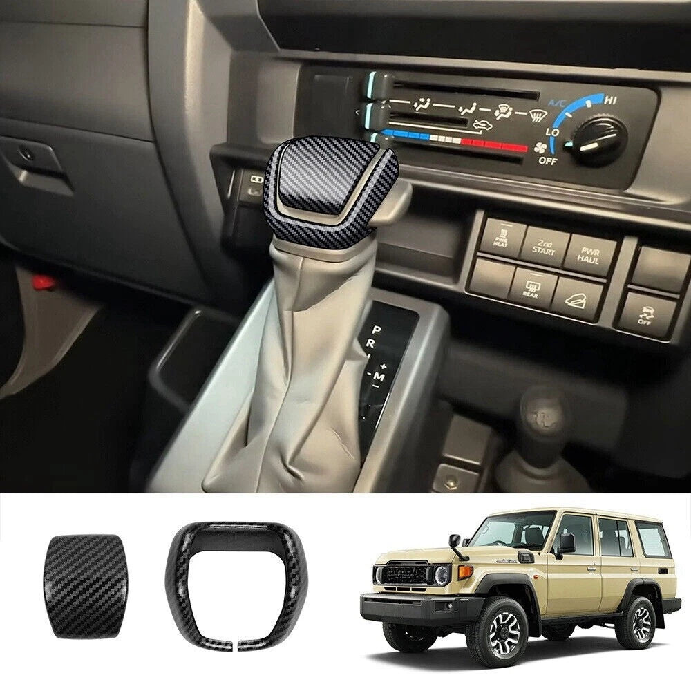 Carbon Fiber Console Gear Shift Knob Trim for Toyota Land Cruiser 70 Series