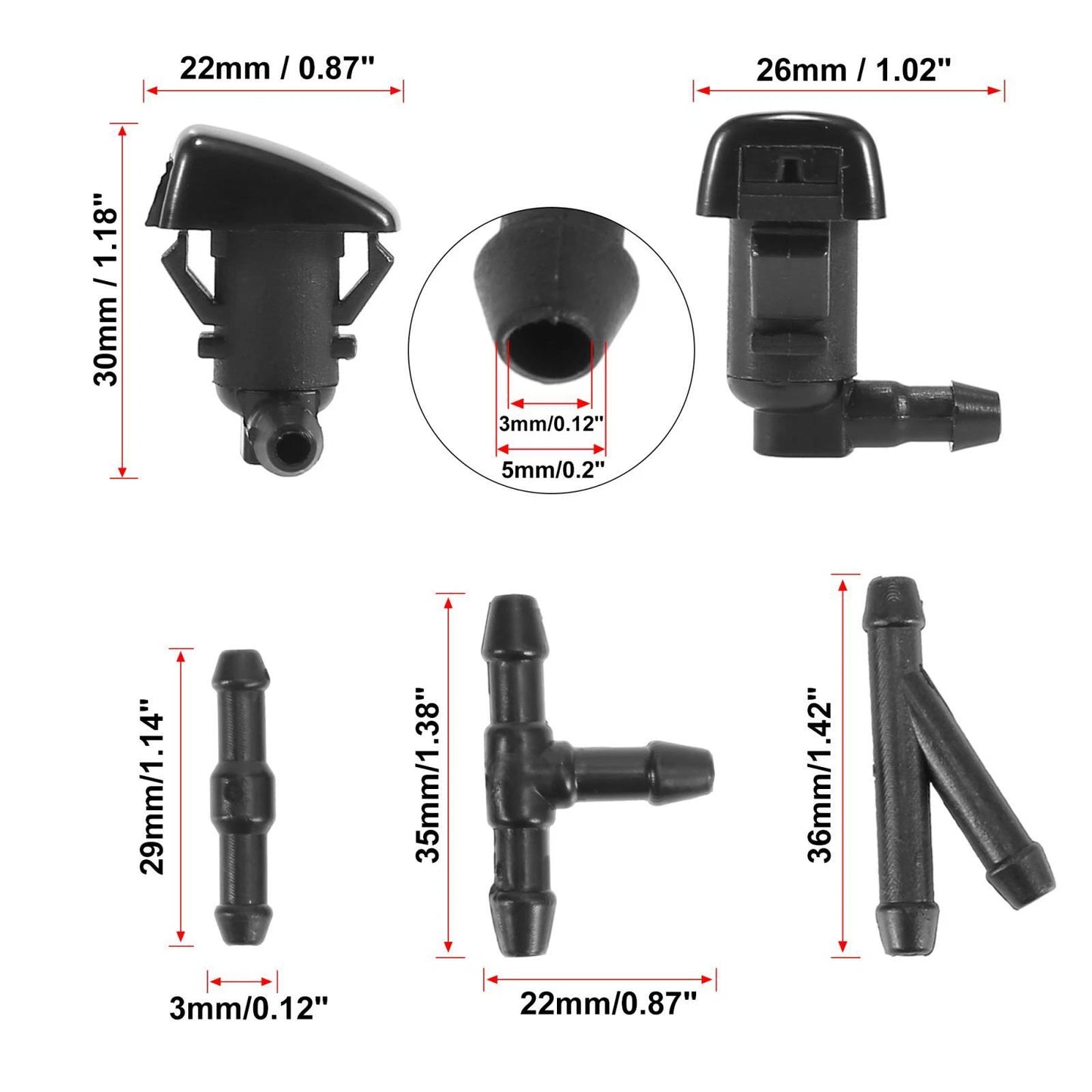 Windshield Washer Nozzles Hose Kit for Ford Fusion, Toyota Tacoma (2006-2023)