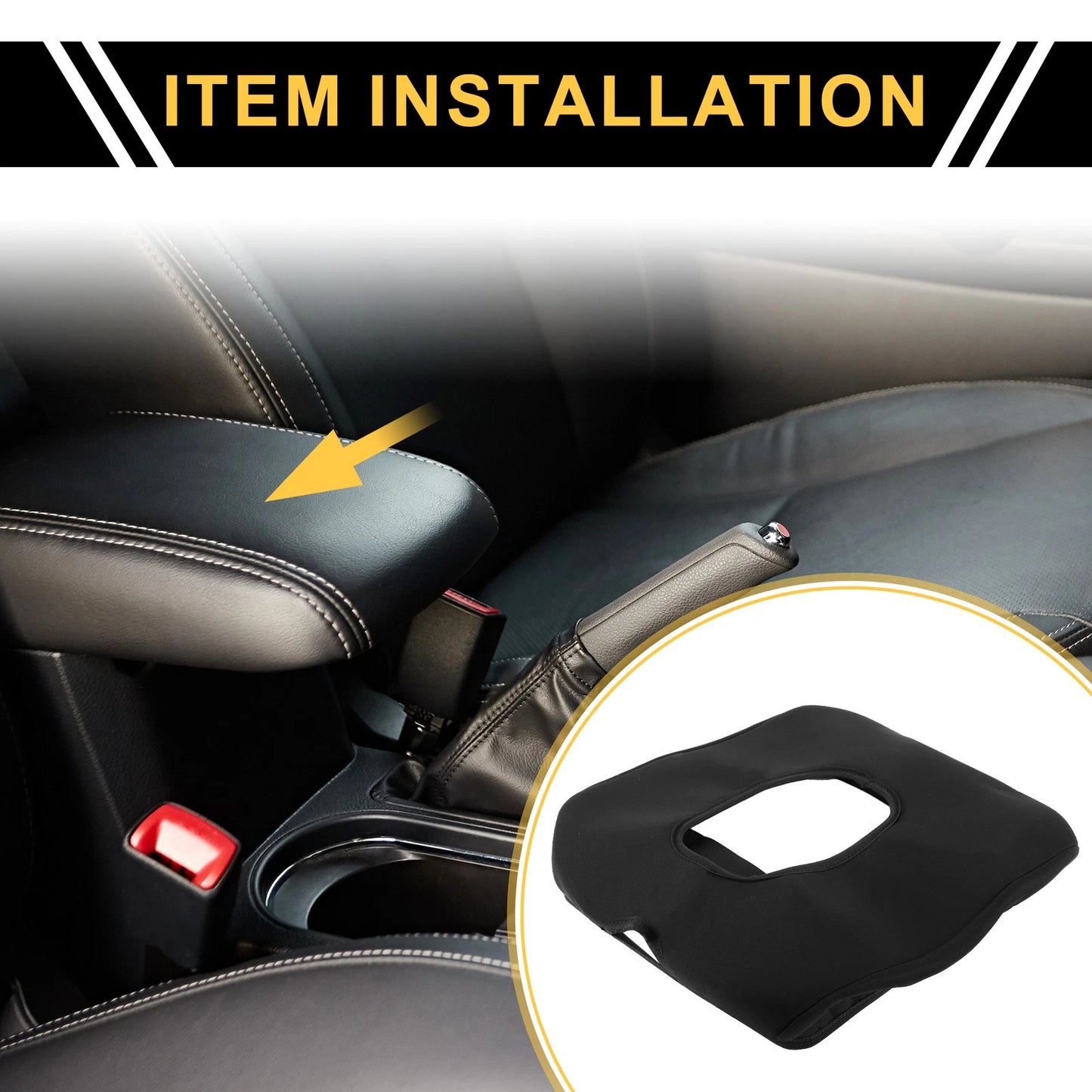 Center Console Lid Armrest Cover for Chevrolet Silverado 1500 (2019-2023) Black