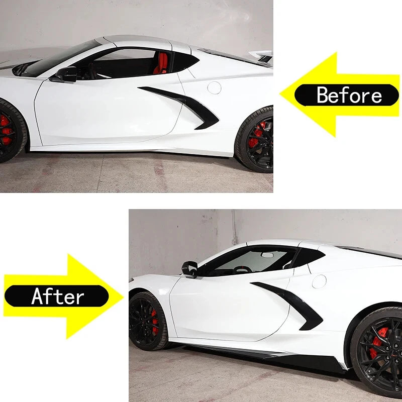 2 x 5VM Style Glossy Black Side Skirts Extensions for Corvette C8 (2020-2023)