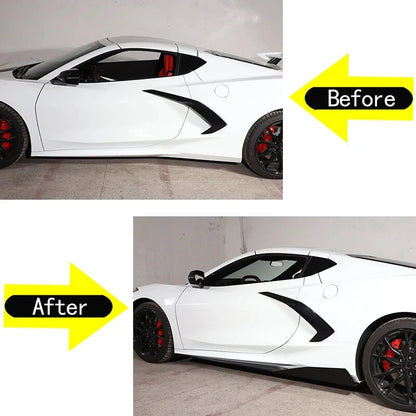 2 x 5VM Style Glossy Black Side Skirts Extensions for Corvette C8 (2020-2023)