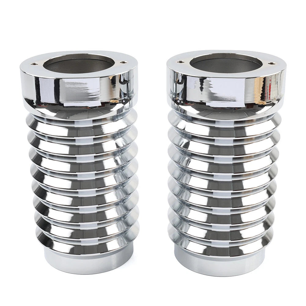 Chrome Retro Fork Boot Slider Covers for Harley Tour Road Street Tri Glide FLHR