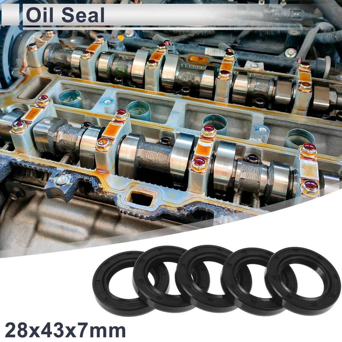 Oil Seal 28x43x7mm 5Pcs Rotary Seal TC Ring Nitrile Rubber for Make Model