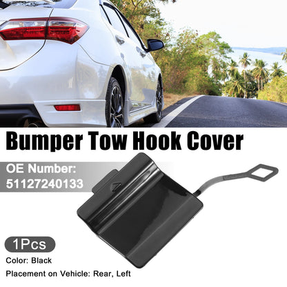 Rear Left Bumper Tow Hook Cover for BMW 550i (2011-2013) Black