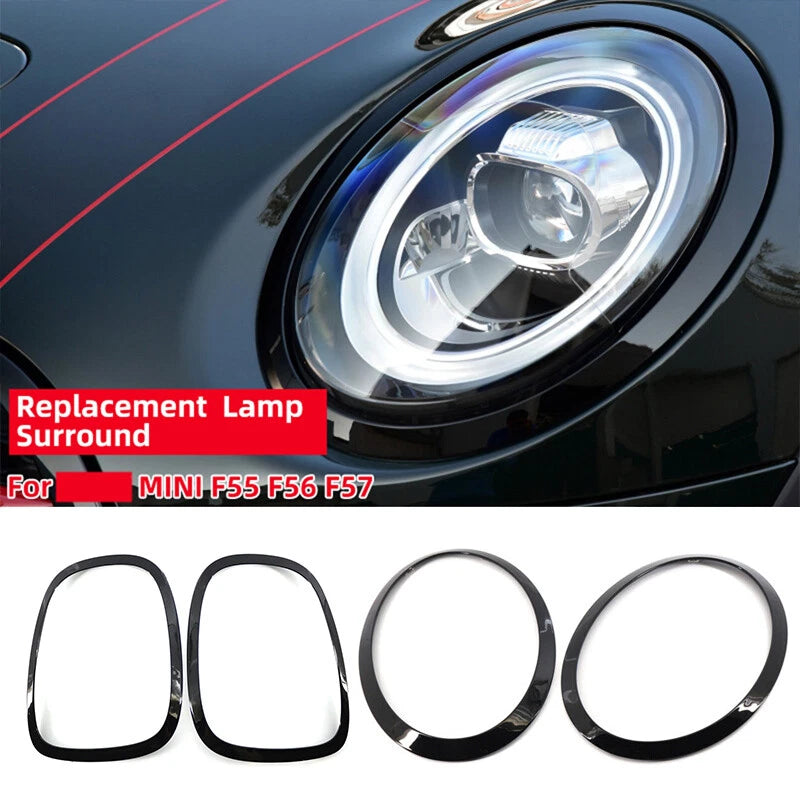 Gloss Black Headlight & Taillight Rings Trim for 2014-2021 Mini Cooper F55/F56/F57