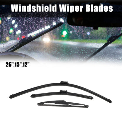 3 x Car Front Rear Windscreen Wiper Blades Set for Ford Fiesta (2008-2016)