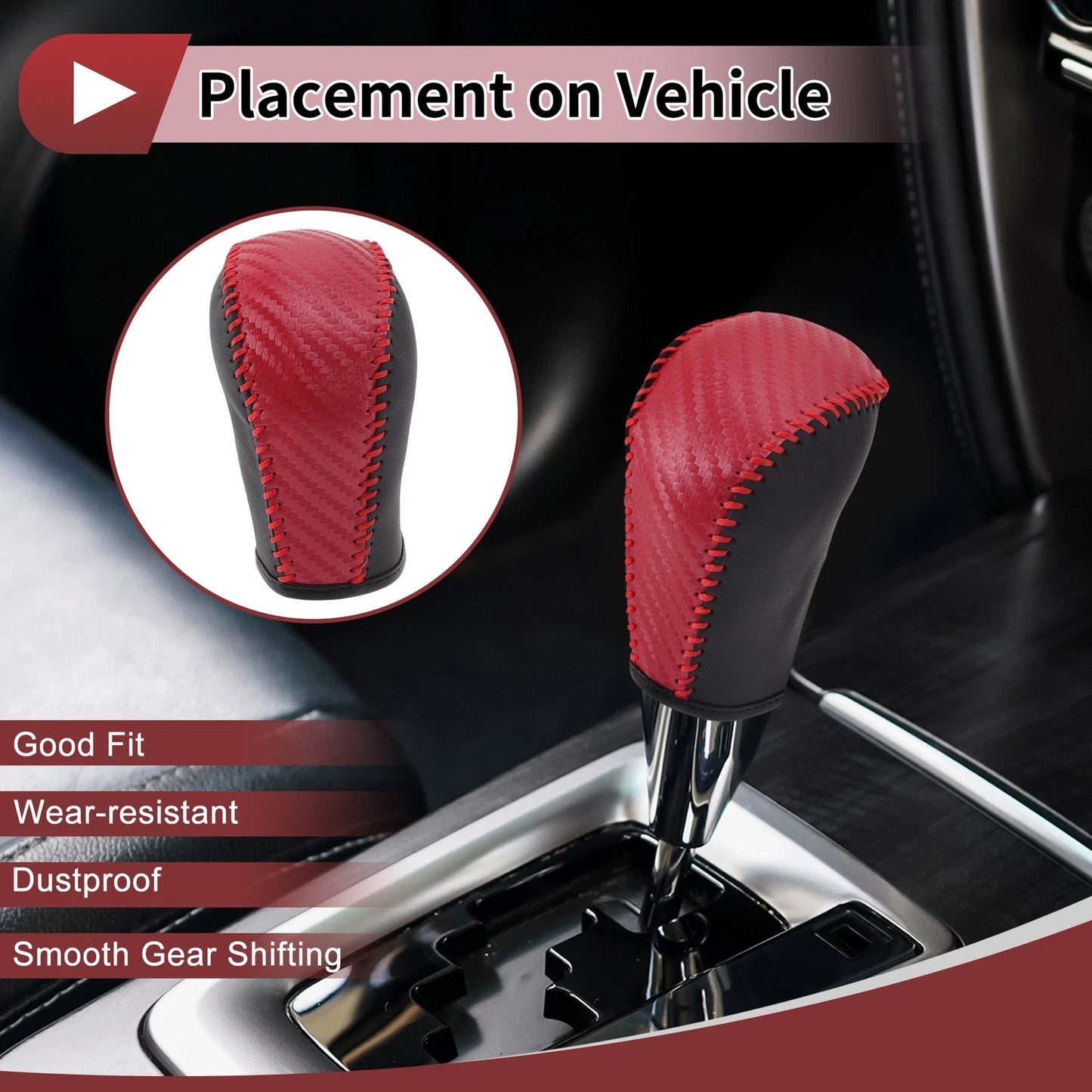 Red Faux Leather Gear Shift Knob Cover for Subaru Forester (2006-2012)