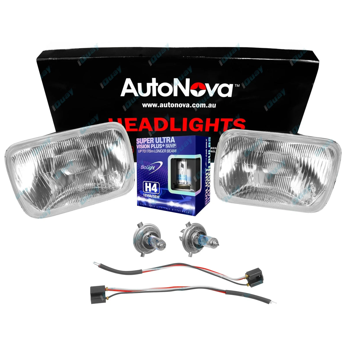 H4 Headlight Upgrade Kit for Hilux 83-05 2 Lamps Rectangle Hi Watt Globes