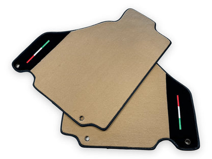Floor Mats Set for Ferrari 360 Modena with Carbon Fiber Leather Beige (1999-2005)