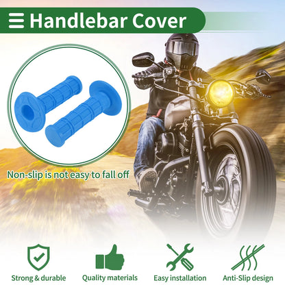 7/8" 22mm Hand Grips Cover Kit Rubber Sky Blue Checkered Pattern for Motorcycle
