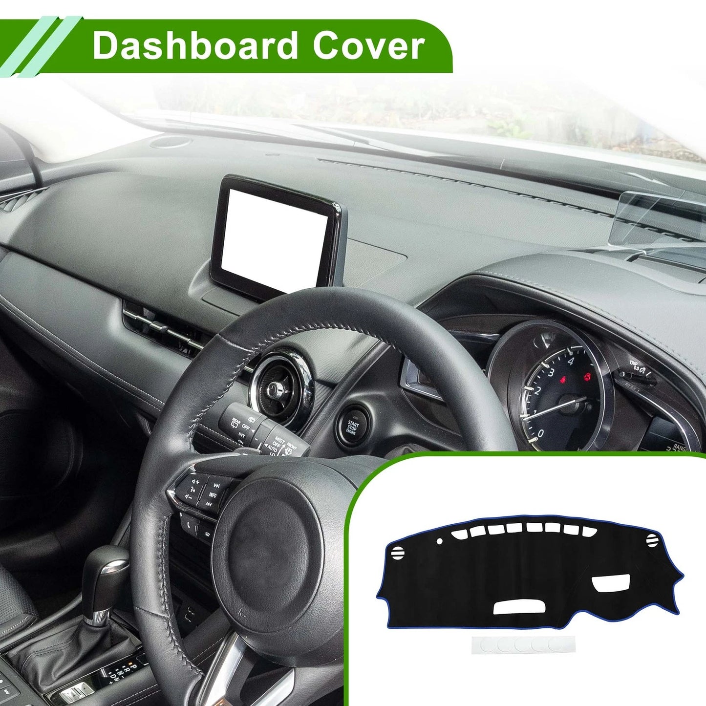 Dashboard Cover Mat for Mazda CX-3 2016-2022 Sun Protector Black Blue