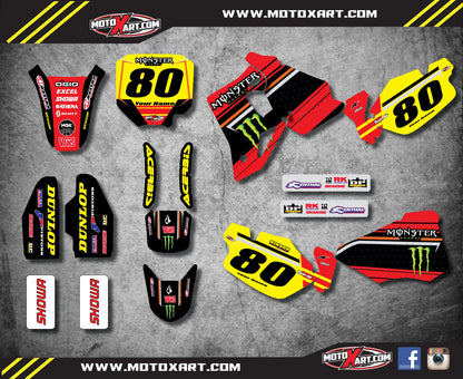 Custom Graphics Full Kit for Honda CR 80 (1996-2002) BURNOUT Style Stickers