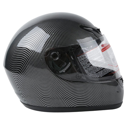 Carbon Fiber Black DOT Adult Flip Up Full Face Motorcycle Helmet - S M L XL