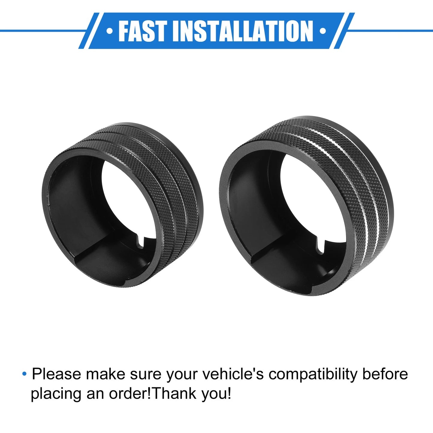 3 x Car AC Switch Knob Ring Cover Trim for Toyota 4Runner (2010-2020) Black