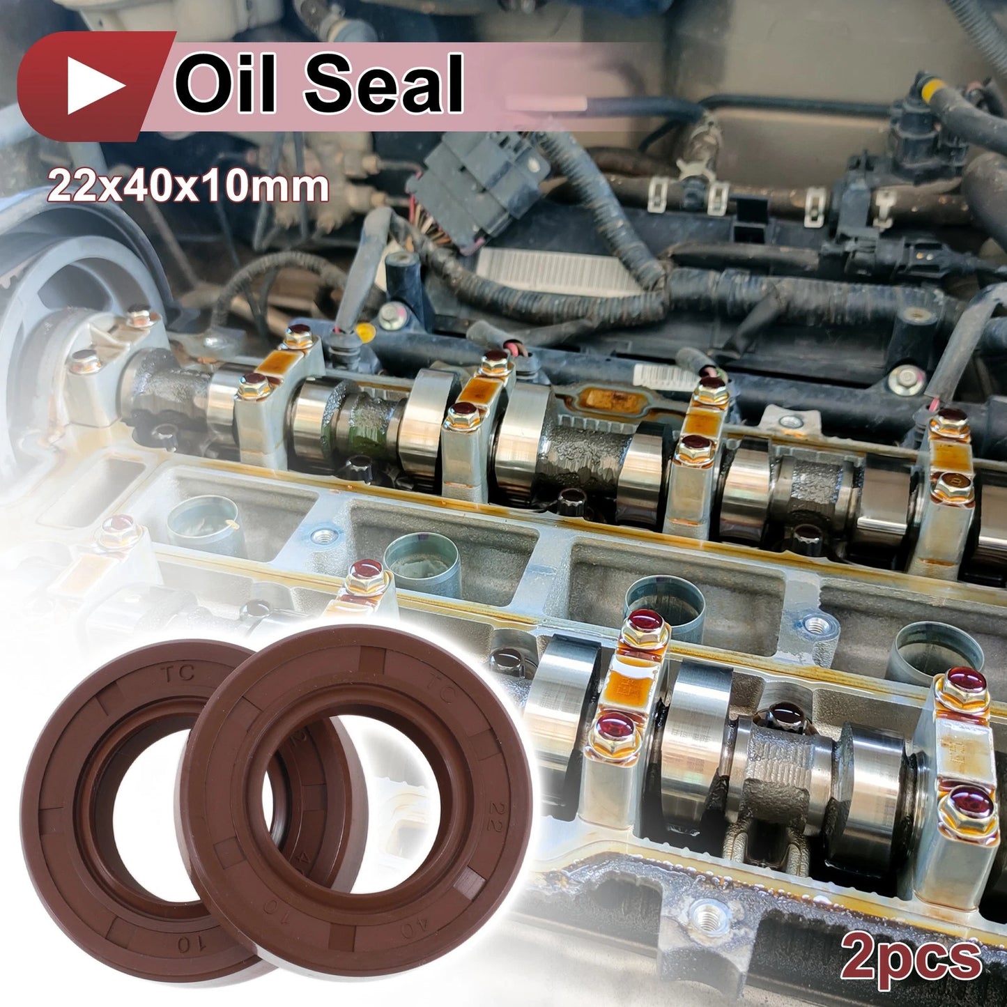 2 x Oil Seal Rotary Shaft Seal FKM Rubber 22x40x10mm Brown