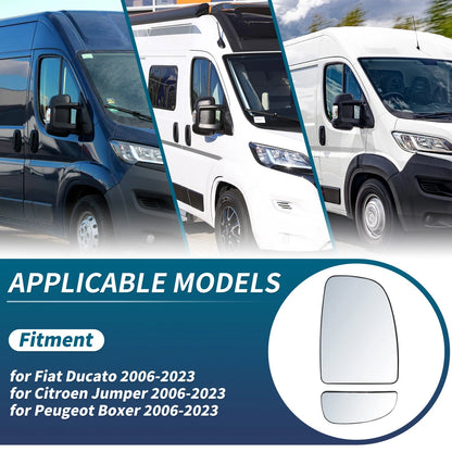 Right Side Mirror Glass for Fiat Ducato, Citroen Jumper, Peugeot Boxer (2006-2023)