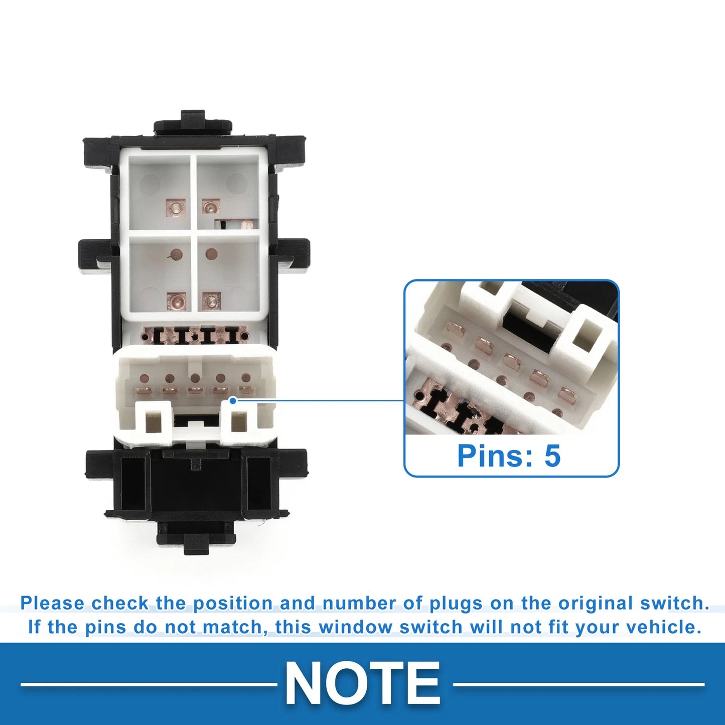 Passenger Side Power Window Switch for Toyota Camry, Corolla, RAV4 (2007-2011)