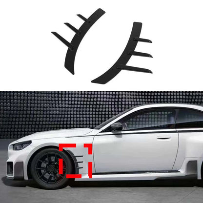 Gloss Black Front Fender Arch Vent Trim Side Spat Cover For BMW G87 M2 2023-2025