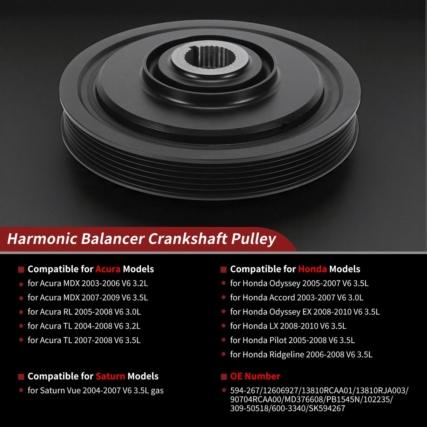 Harmonic Balancer Crankshaft Pulley for Acura MDX / Honda / Saturn