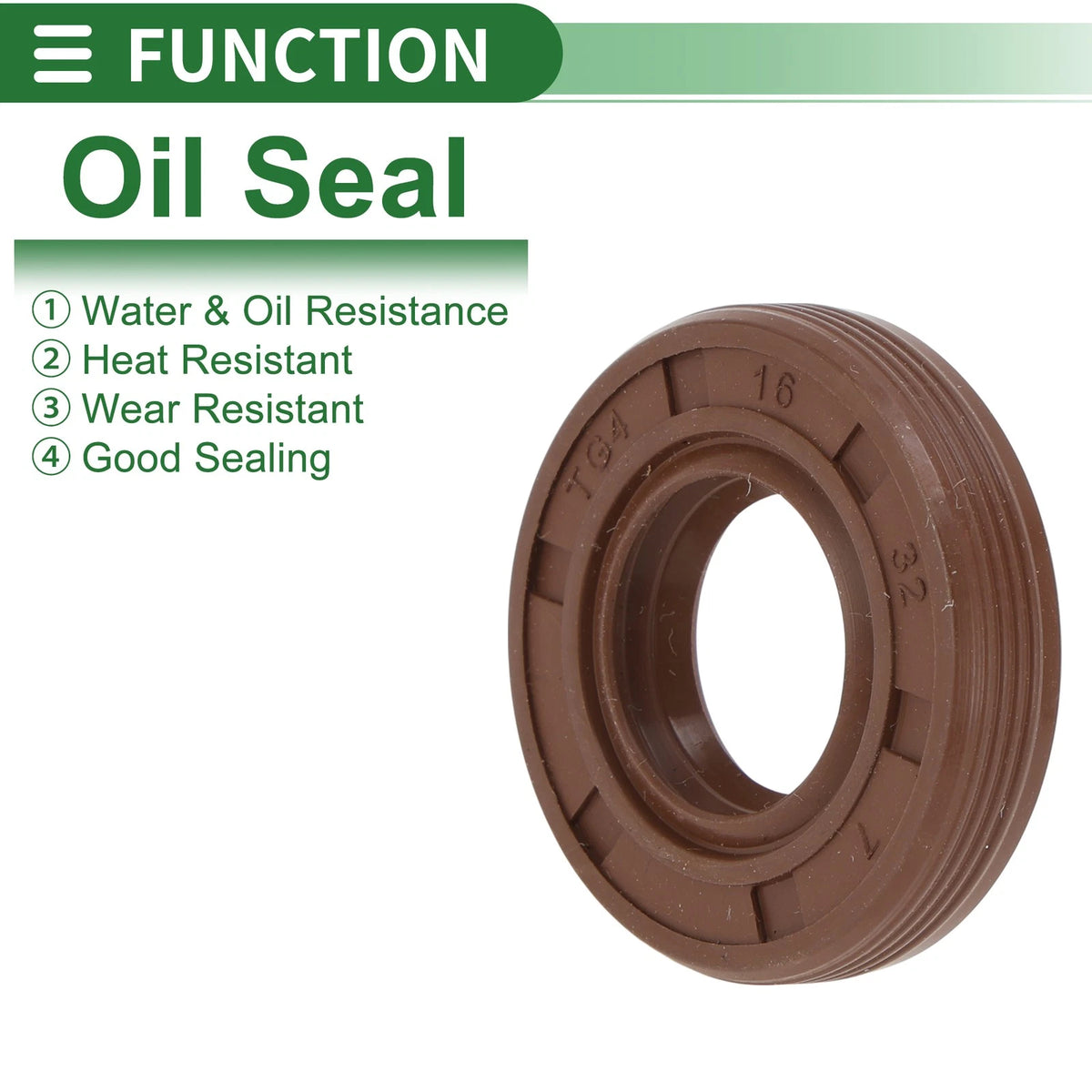 Oil Seal 16x32x7mm FKM Rubber Brown 5 Pcs for Make Model
