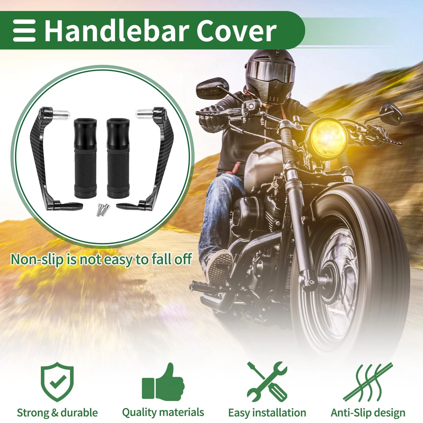Motorcycle Hand Grips Cover Kit Handlebar End Grips Aluminum Alloy Black for Motorcycle