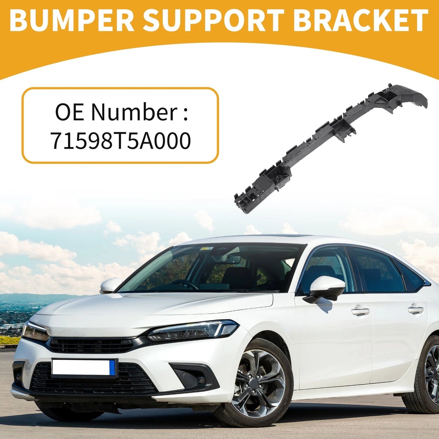 LH Rear Bumper Support Bracket for Honda Fit (2015-2017) - 1 Pc Black ABS