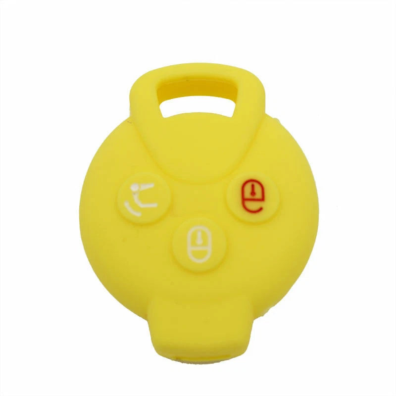 Yellow 3BTN Silicone Remote Key Cover Bag fit for SMART Fortwo