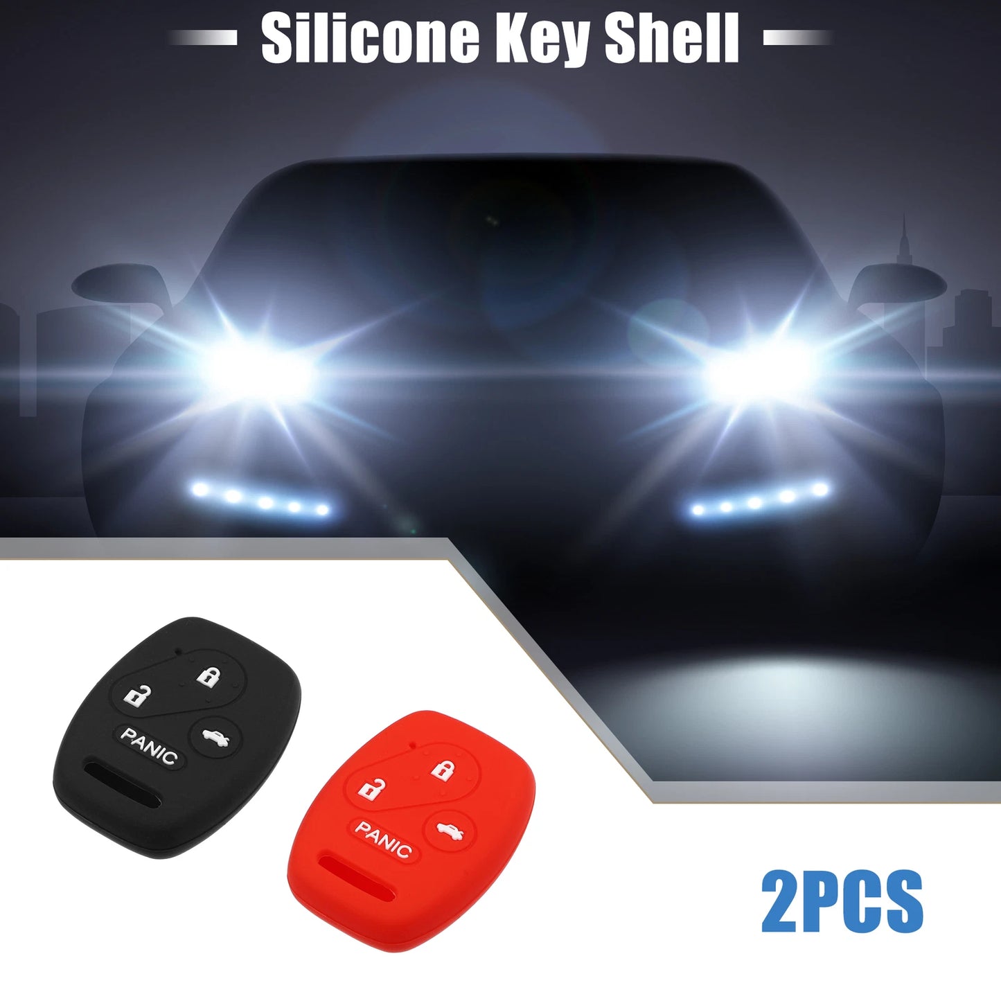 Smart Key Fob Cover for Honda Accord Civic CR-V Pilot Black Red (2 x)