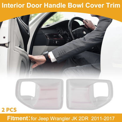 Interior Door Handle Bowl Cover Trim for Jeep Wrangler JK (2011-2017) 2 x White