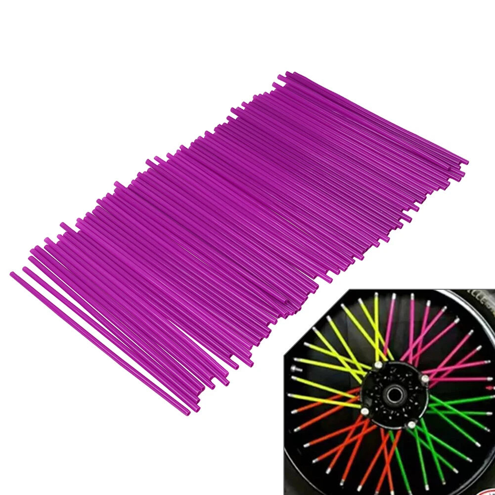 72pcs Spoke Skins Covers for Motocross Dirt Bike Wheel Rim Guard Purple